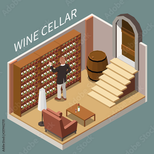 Wine Cellar Isometric Composition