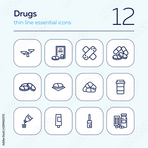 Drugs icon set. Drugstore concept. Vector illustration can be used for topics like apothecary, pharmaceuticals, medicine