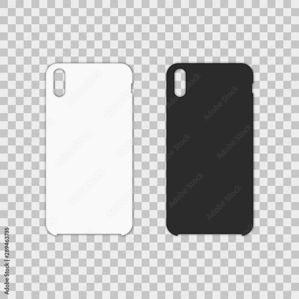 Blank phone case on transparent background. Vector illustration