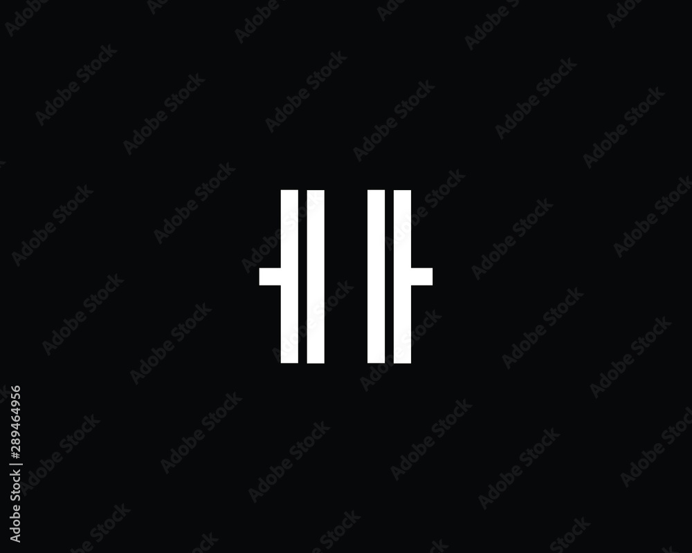 Creative and Minimalist Letter H HH Logo Design Icon , Editable in Vector Format in Black and White Color