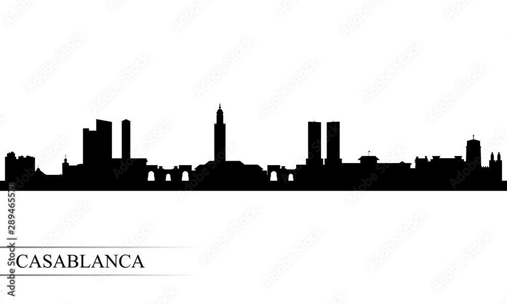 Casablanca city skyline silhouette background