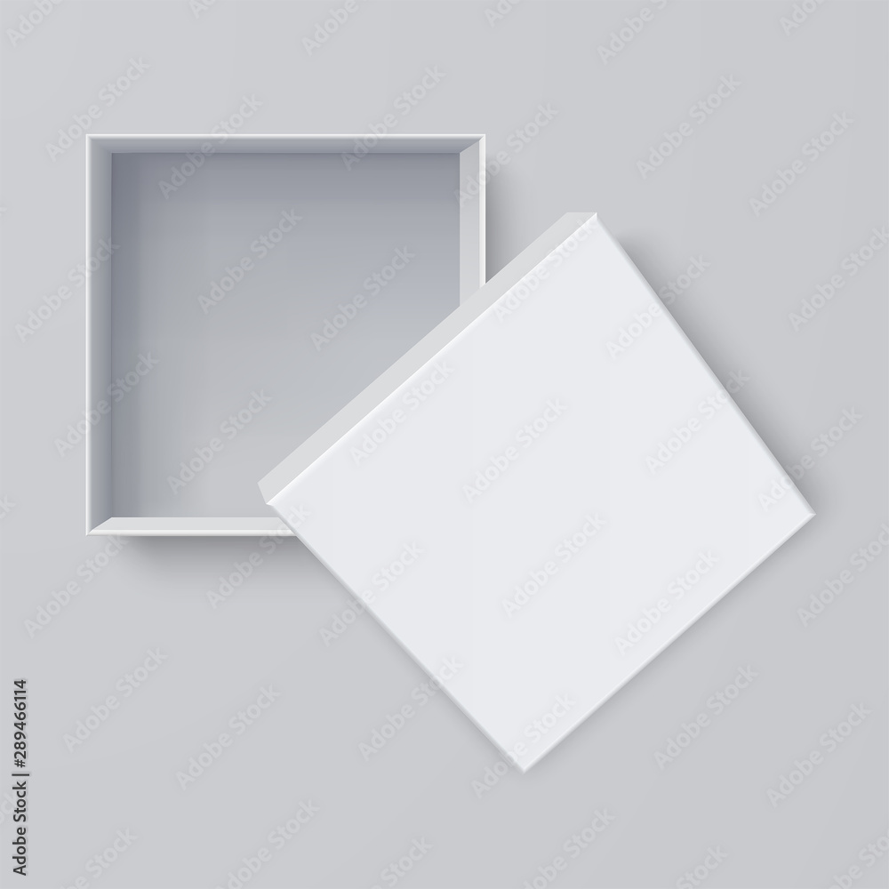White box mock up top view with long shadows. Vector isolated blank on Gray background.vector design Element illustration. use for box package template. White box mock up top view with long shadows. Vector isolated blank on Gray background.vector design Element illustration. use for box package template.