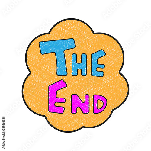 the end text design vector with texture colors