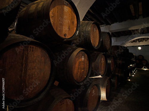 Foto Cave de vin, chai de barriques et foudres de Porto rouge et blanc, Portugal