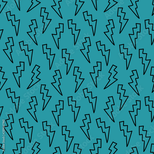 Vector seamless bolt pattern in blue. Simple doodle shape made into repeat. Great for background  wallpaper  wrapping paper  packaging  fashion.