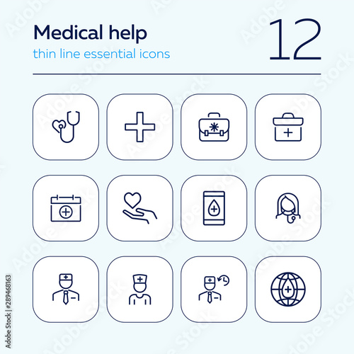 Medical help icon set. Hospital concept. Vector illustration can be used for topics like apothecary, hospital, drug company