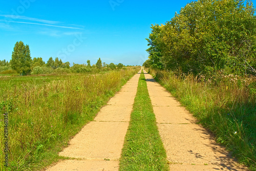 Country concrete road. Russia, Kostroma.