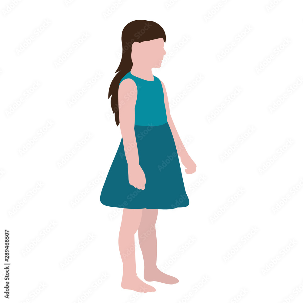 isolated, in flat style child, little girl stands isolated, in flat style child, little girl stands
