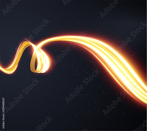 Golden shiny light lines vector background. EPS10