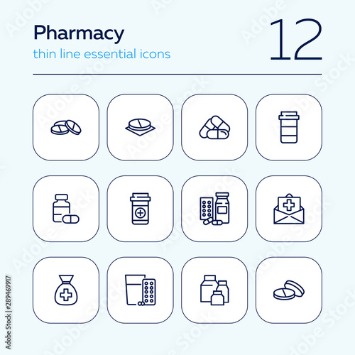 Pharmacy icon set. Drugstore concept. Vector illustration can be used for topics like apothecary, pharmaceuticals, medicine