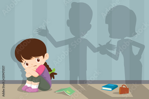 angry family quarreling with sad child