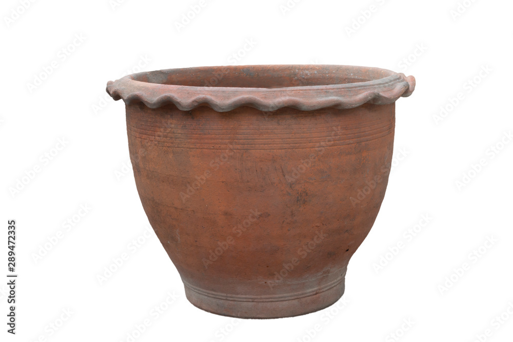 old clay pot on white background old clay pot on white background