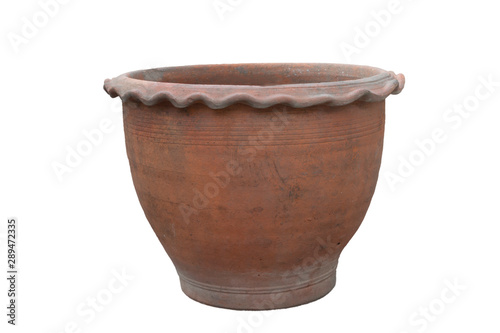 old clay pot on white background