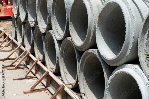 Concrete drainage pipes for construction site building