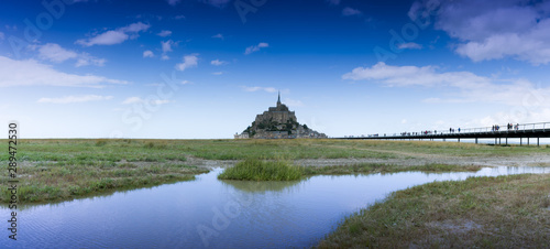 tourists visiting the famous Mont Saint-Michel in Normandy in northern France