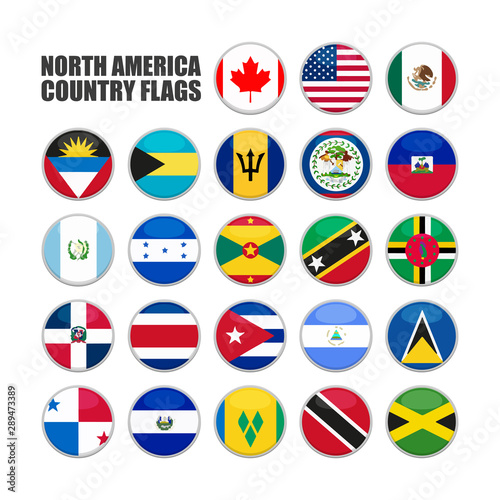 web buttons with north americacountry flags in flat