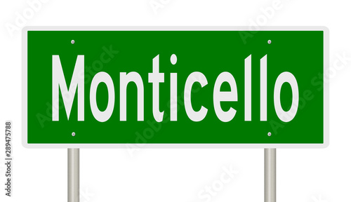 Rendering of a green highway sign for Monticello Virginia photo