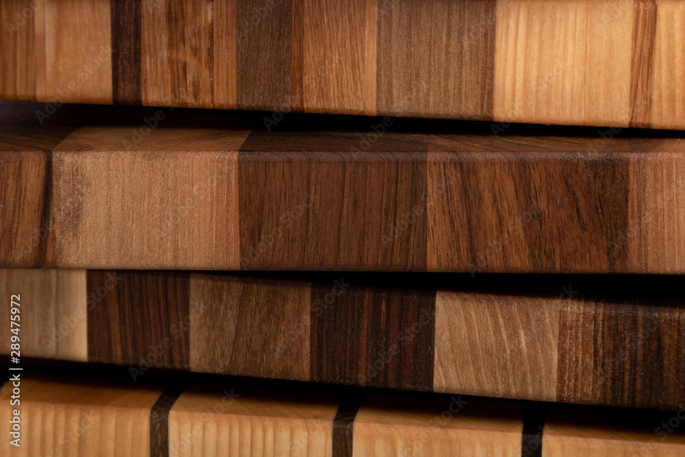 Fragments of wooden cutting boards close-up Fragments of wooden cutting boards close-up