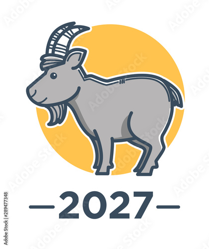 Goat symbol  Chinese New Year of 2027  isolated icon