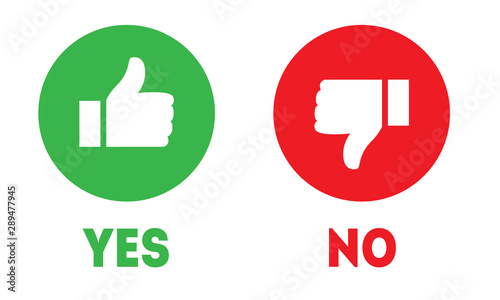 Like and dislike icons. Thumbs up and thumbs down symbols. Yes or no choice  photo