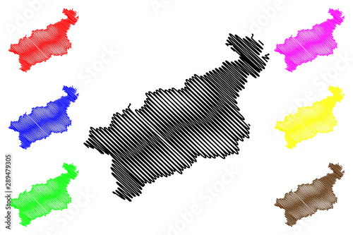 Usti nad Labem Region (Bohemian lands, Czechia, Regions of the Czech Republic) map vector illustration, scribble sketch Ústí nad Labem (Ustecky Region) map