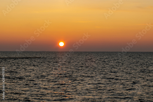 beautiful sunrise seashore over the Curonian Lagoon in Nida resort town, Neringa, Lithuania