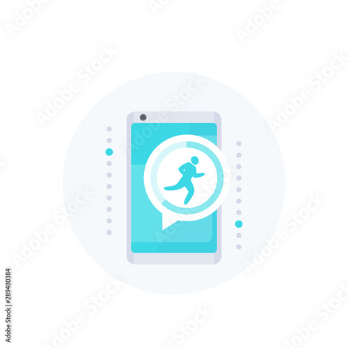 Fitness app notification, activity tracker vector icon