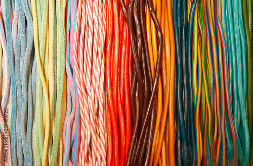 Sweet candies backdrop rope shaped dessert food