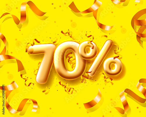 Sale 70 off ballon number on the yellow background.