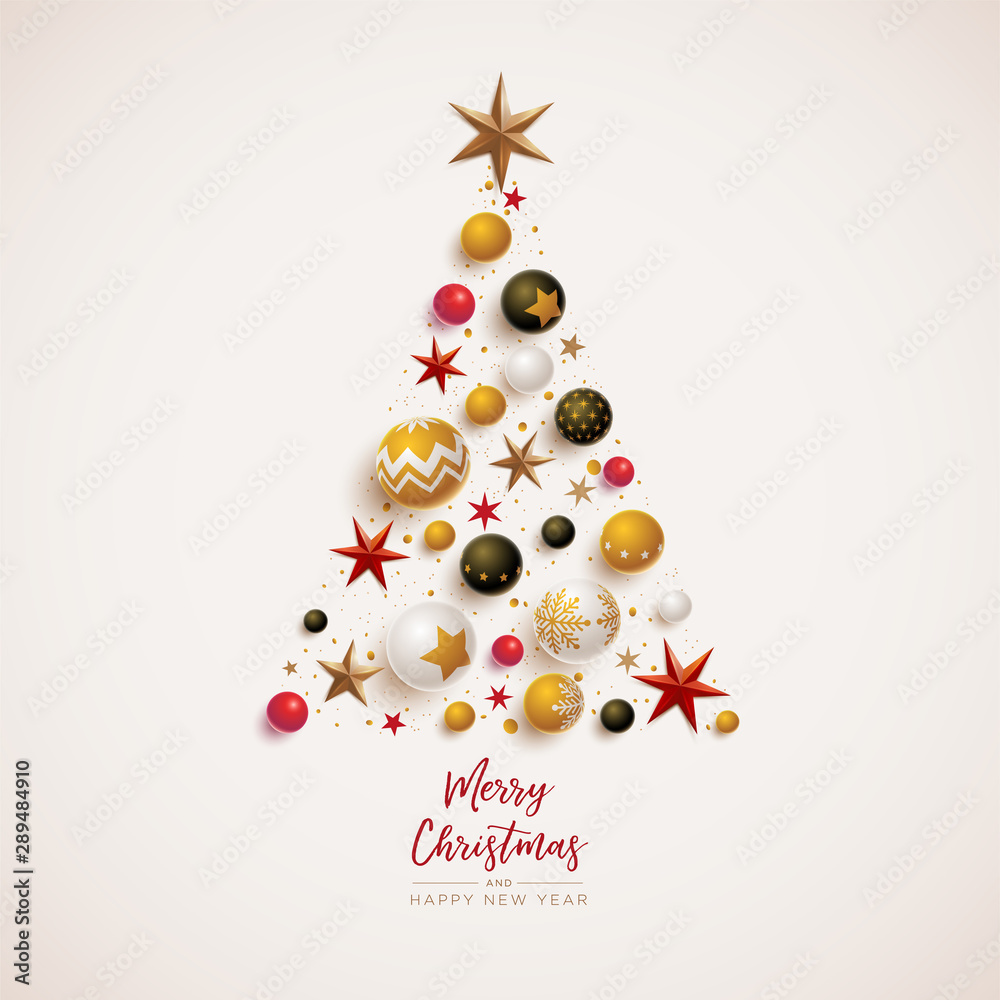 Christmas tree composition with festive decorations. - obrazy, fototapety, plakaty 