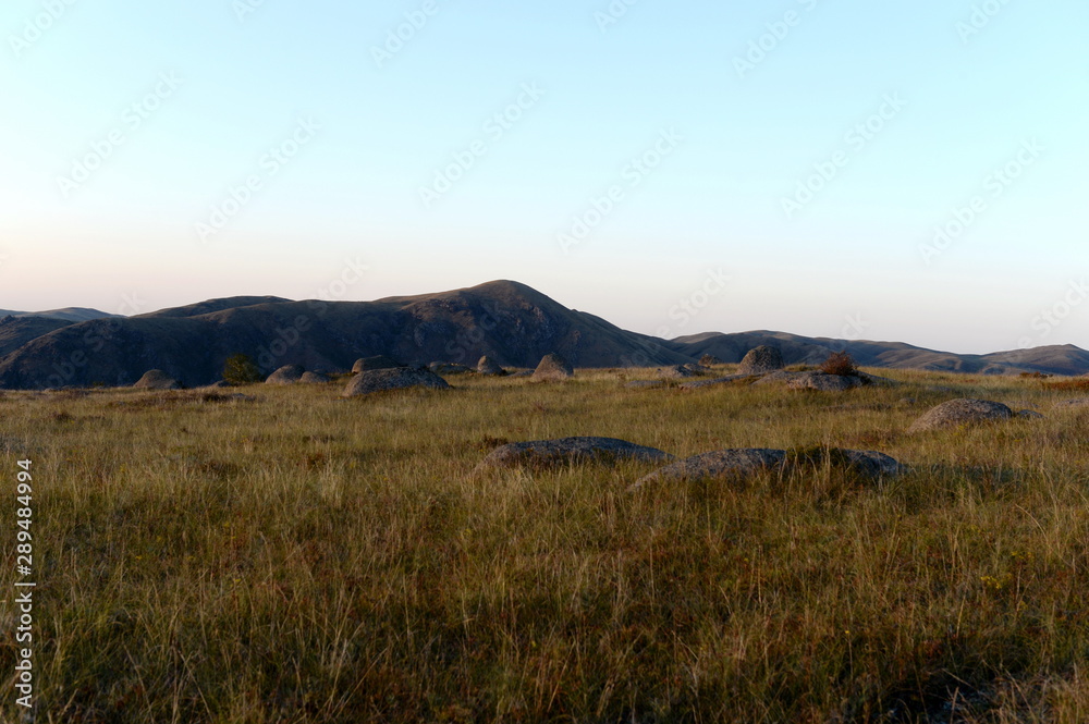 An evening in the Altai mountains near the Charysh River. Western Siberia