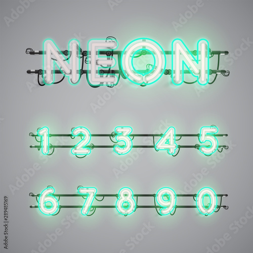 Realistic glowing double neon charcter on and off