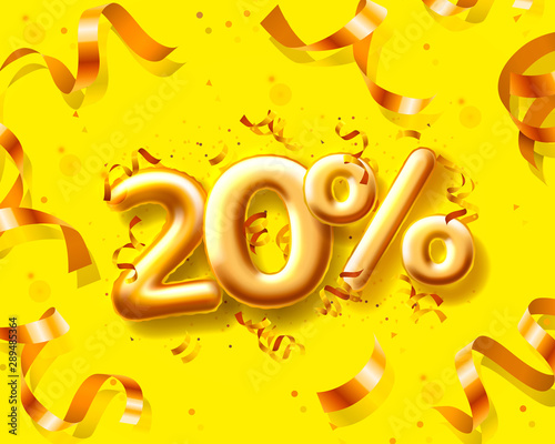 Sale 20 off ballon number on the yellow background.