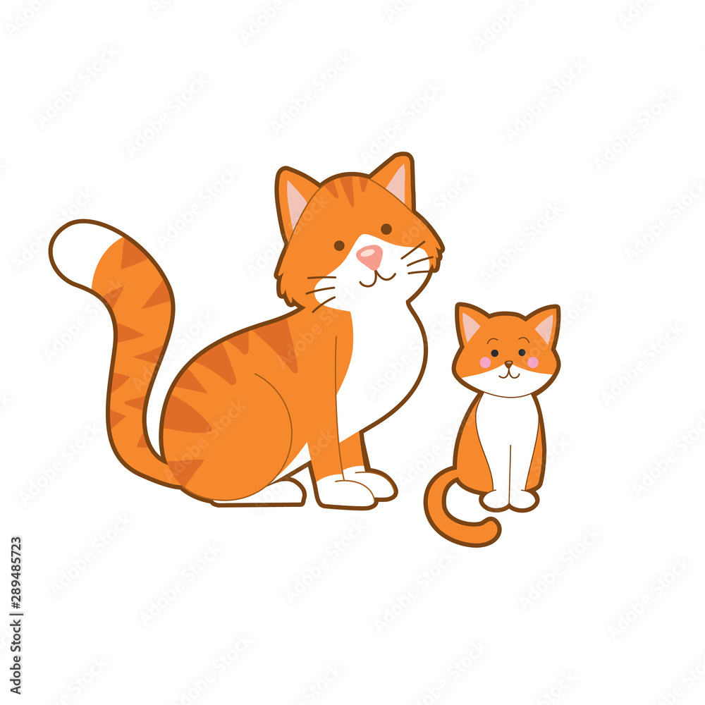 Fototapeta premium Cute cat and its kitten