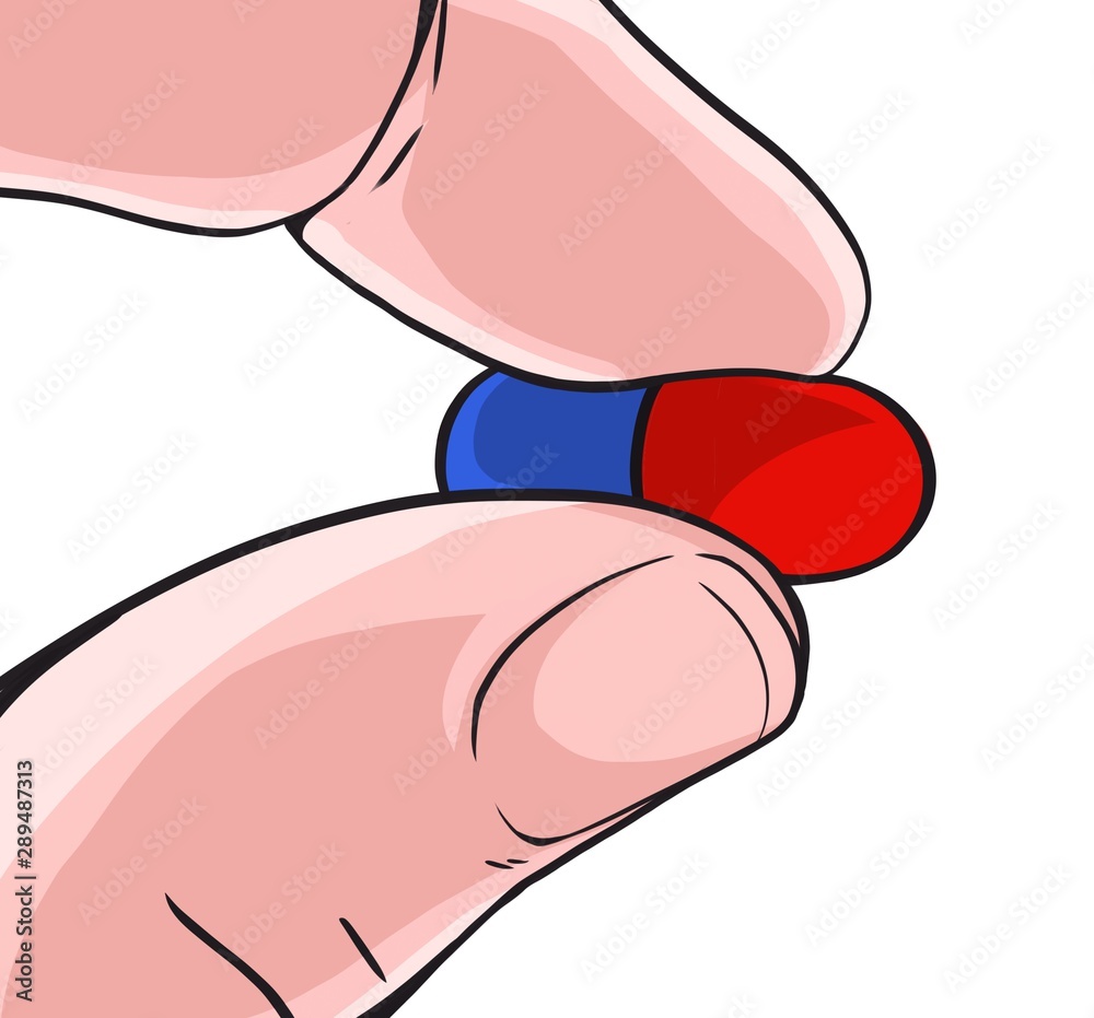 Obraz premium Hand holding pill, medical illustration 