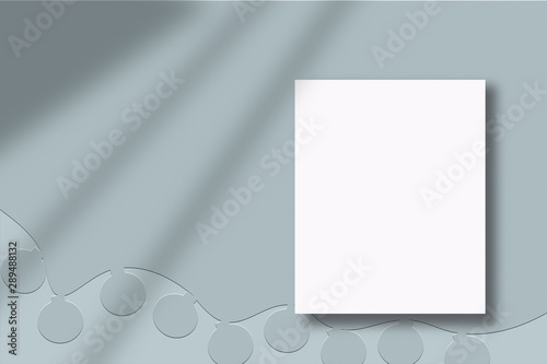 Christmas mood blue mockup, flat lay, top view mockup illustration in cold colours with happy new year and festive decor