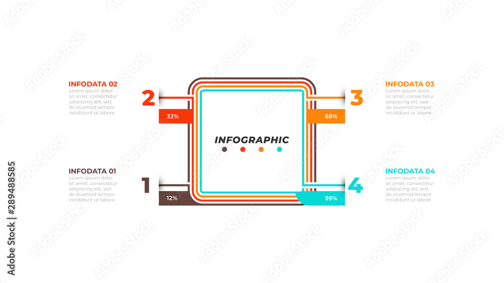 Business infographics design square thin line concept. Organization chart process with 4 steps, options. Vector template. Business infographics design square thin line concept. Organization chart process with 4 steps, options. Vector template.
