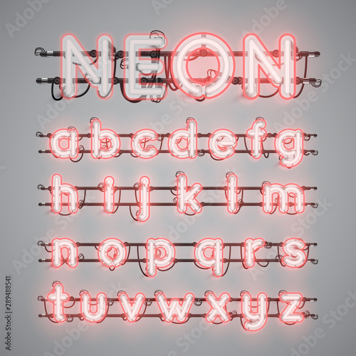 Realistic glowing double neon charcter on and off