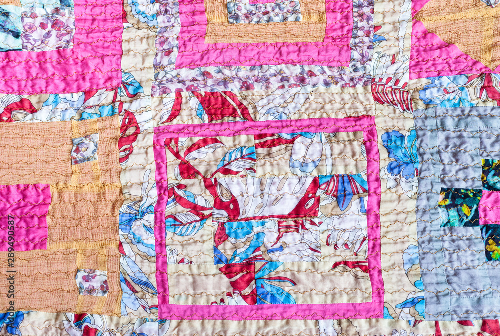 Obraz premium ornamental patchwork scarf stitched from strips