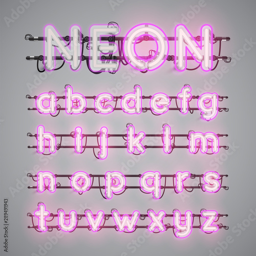 Realistic glowing double neon charcter on and off