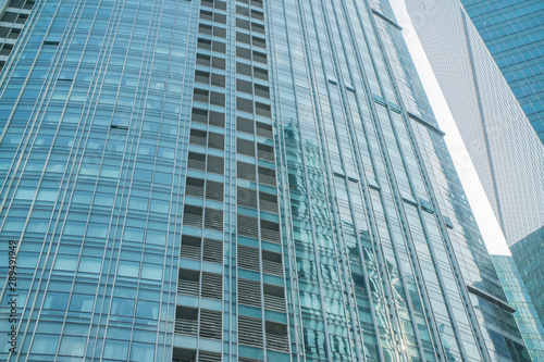 facade of skyscraper business center close-up of the city background