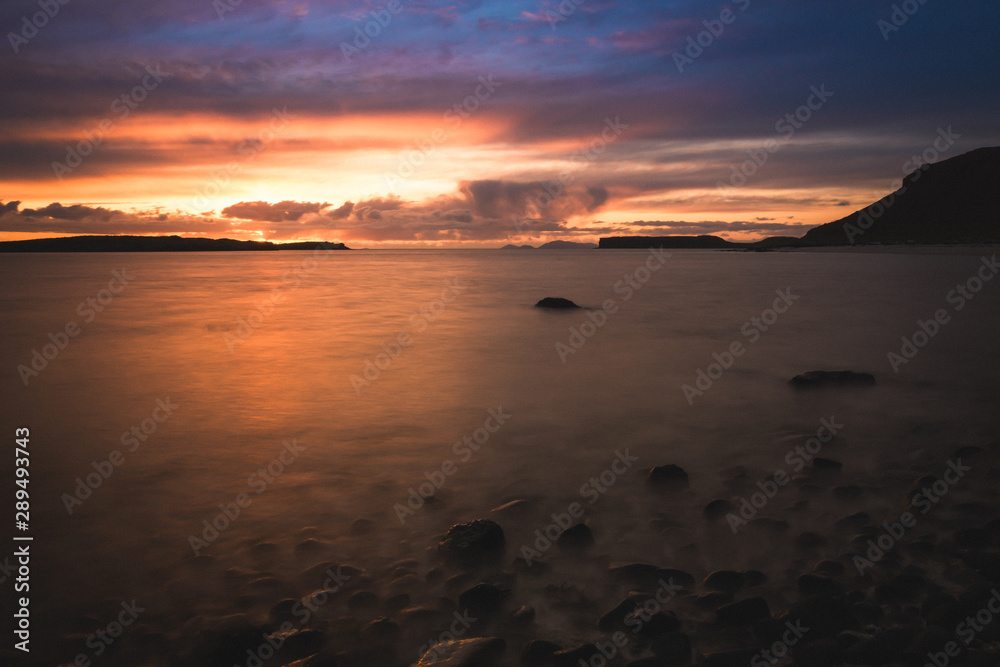 Coral Beach sunset long exposure rocks skye island Scotland