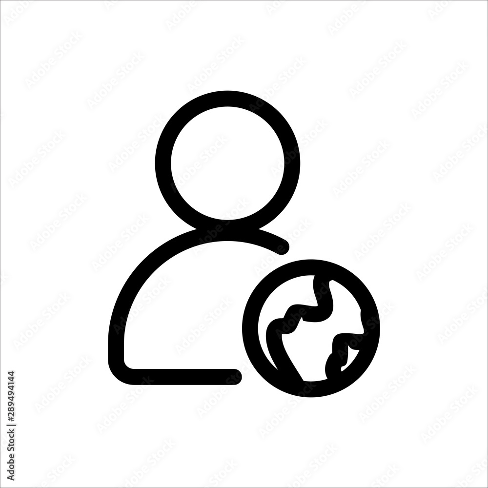 user with globe icon. symbol of business people with trendy flat style icon for web site design, logo, app, UI isolated on white background. vector illustration eps 10 user with globe icon. symbol of business people with trendy flat style icon for web site design, logo, app, UI isolated on white background. vector illustration eps 10