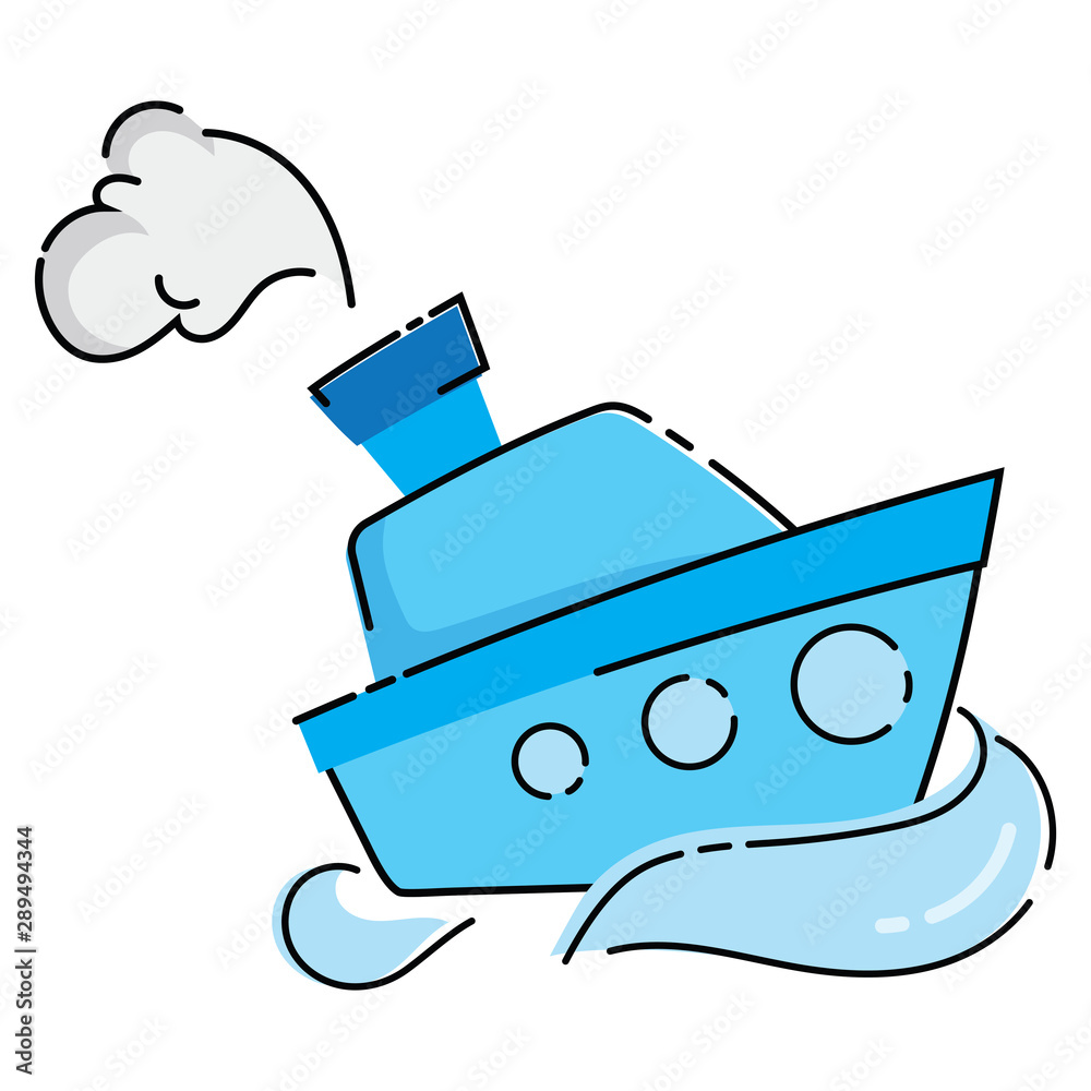 Cartoon boat. Vector illustration of a water transport. Drawing of the ship  for children. Stock Vector | Adobe Stock