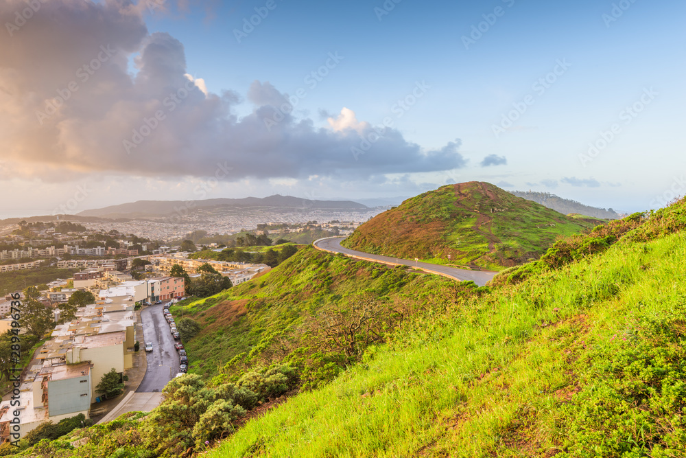 San Francisco, California, USA skyline from Twin Peaks in the morning. San Francisco, California, USA skyline from Twin Peaks in the morning.