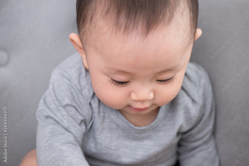 Image of sweet baby girl, closeup portrait of cute 8 month-old smiling girl, toddler. Image of sweet baby girl, closeup portrait of cute 8 month-old smiling girl, toddler.