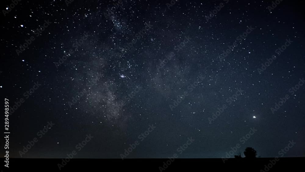 The Milky Way is moving in the night sky. Timelapse. 4K