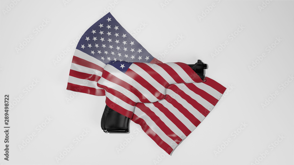 Fototapeta premium White background flag and gun