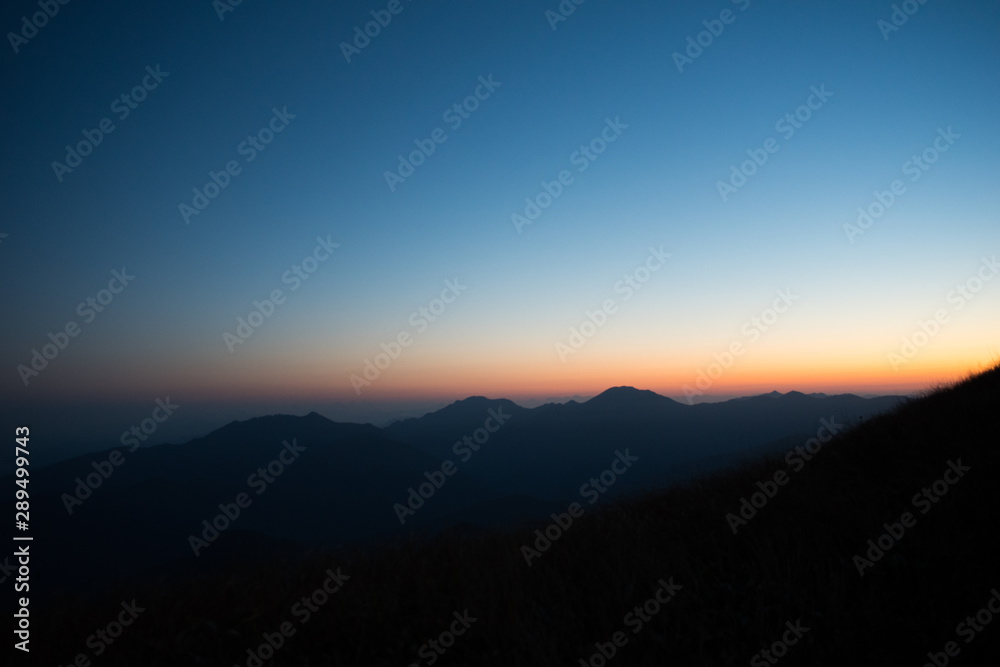 Morning light, top of the mountain, Japanese scenery