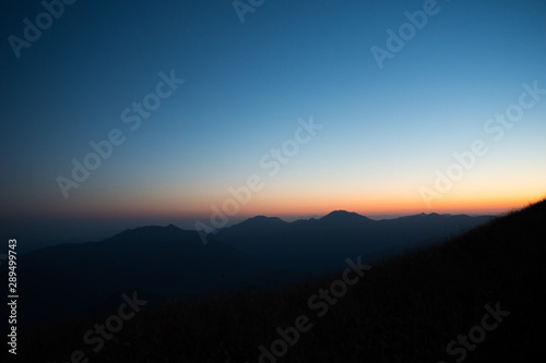 Morning light, top of the mountain, Japanese scenery